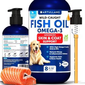 Omega 3 Fish Oil for Dogs Better Than Salmon Oil Skin and Coat Defense Liquid Supplement for Allergy Relief High EPA & DHA for Shedding Mobility